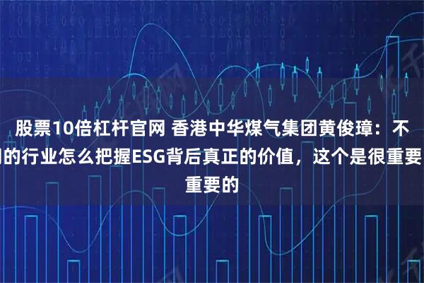 股票10倍杠杆官网 香港中华煤气集团黄俊璋：不同的行业怎么把握ESG背后真正的价值，这个是很重要的