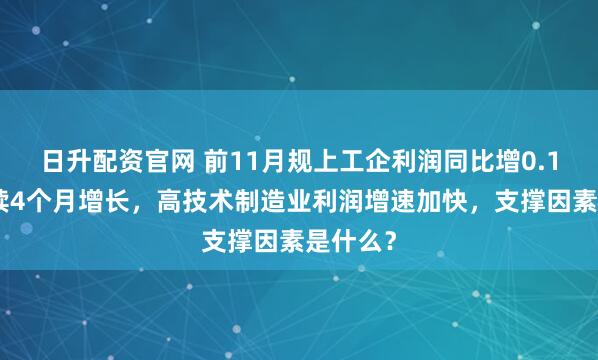 日升配资官网 前11月规上工企利润同比增0.1%，连续4个月增长，高技术制造业利润增速加快，支撑因素是什么？